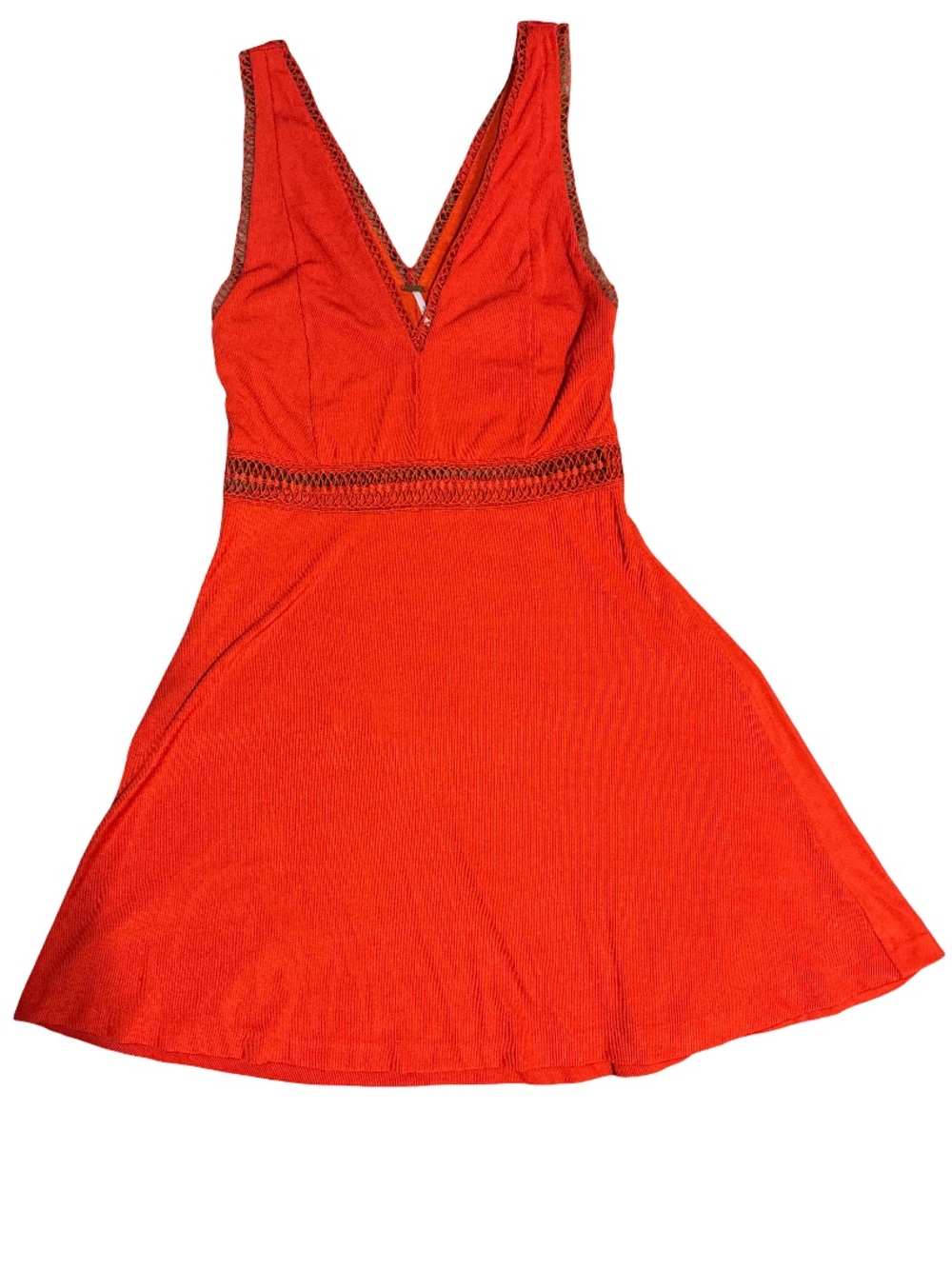 Free People Orange V-Neck A-Line Dress